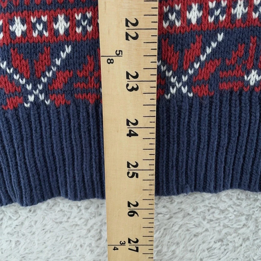 Levi's Holiday Sweater Mens Small Fair Isle Knit Navy Red Crewneck Pullover Xmas